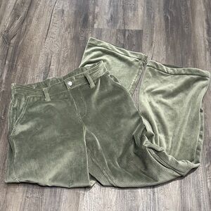SO Olive Green Corduroy Kids Wide-Leg Pants